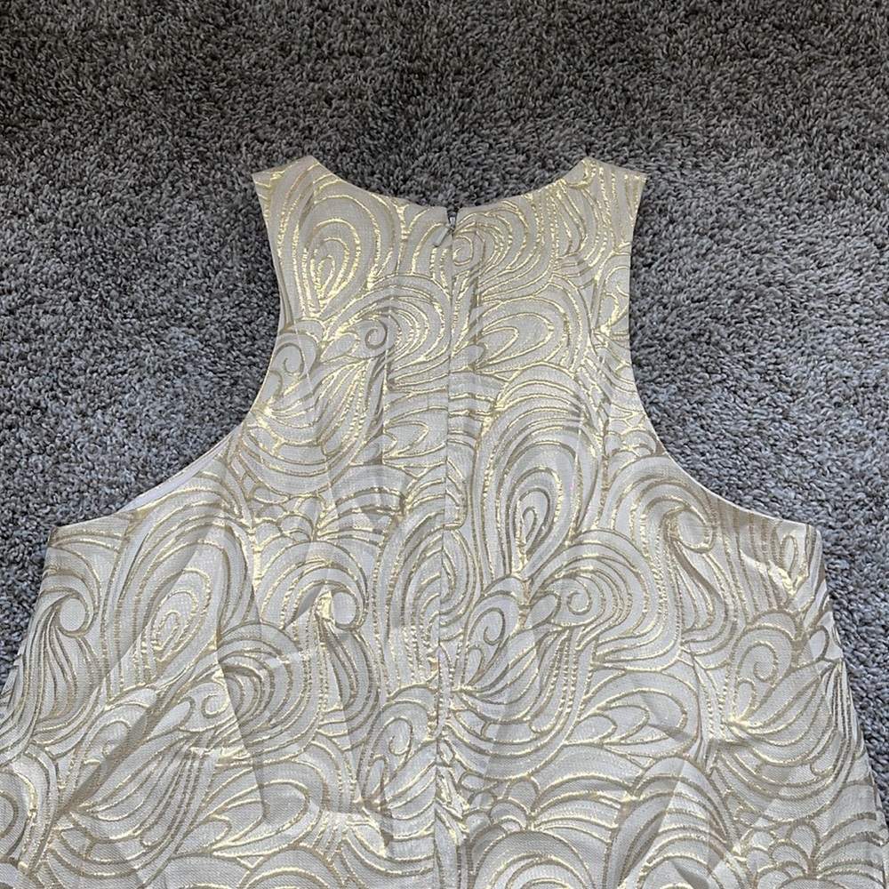 Lilly Pulitzer Diedra Dress In Gold Metallic Tidal Wave Jacquard XS - Picture 8 of 10